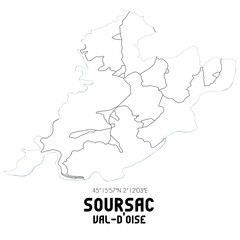 SOURSAC Val-d'Oise. Minimalistic street map with black and white lines.