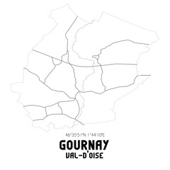 GOURNAY Val-d'Oise. Minimalistic street map with black and white lines.