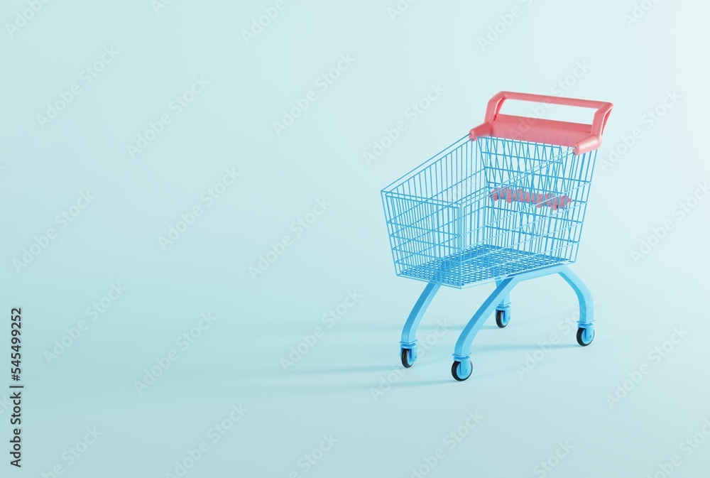 Sticker shopping cart on a blue background. black friday, sale, big shopping concept. buying gifts for the h