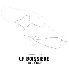 LA BOISSIERE Val-d'Oise. Minimalistic street map with black and white lines.