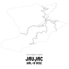 JAUJAC Val-d'Oise. Minimalistic street map with black and white lines.