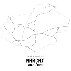 MARCAY Val-d'Oise. Minimalistic street map with black and white lines.