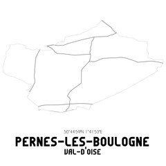 PERNES-LES-BOULOGNE Val-d'Oise. Minimalistic street map with black and white lines.