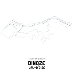 DINOZE Val-d'Oise. Minimalistic street map with black and white lines.