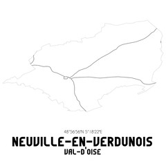 NEUVILLE-EN-VERDUNOIS Val-d'Oise. Minimalistic street map with black and white lines.