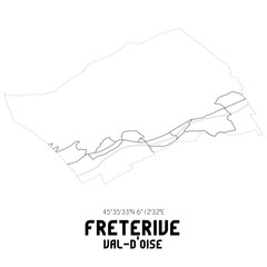FRETERIVE Val-d'Oise. Minimalistic street map with black and white lines.