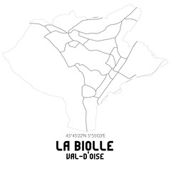 LA BIOLLE Val-d'Oise. Minimalistic street map with black and white lines.