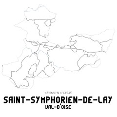 SAINT-SYMPHORIEN-DE-LAY Val-d'Oise. Minimalistic street map with black and white lines.