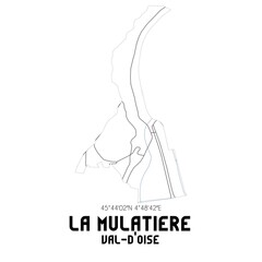 LA MULATIERE Val-d'Oise. Minimalistic street map with black and white lines.