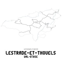 LESTRADE-ET-THOUELS Val-d'Oise. Minimalistic street map with black and white lines.
