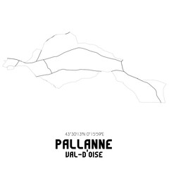 PALLANNE Val-d'Oise. Minimalistic street map with black and white lines.