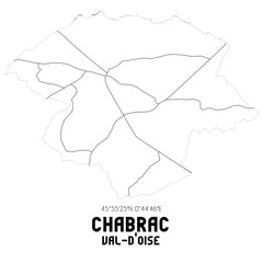 CHABRAC Val-d'Oise. Minimalistic street map with black and white lines.