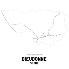 DIEUDONNE Somme. Minimalistic street map with black and white lines.
