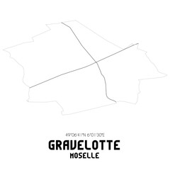 GRAVELOTTE Moselle. Minimalistic street map with black and white lines.