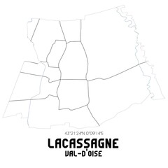 LACASSAGNE Val-d'Oise. Minimalistic street map with black and white lines.