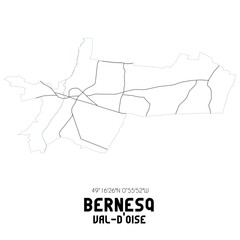 BERNESQ Val-d'Oise. Minimalistic street map with black and white lines.