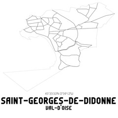 SAINT-GEORGES-DE-DIDONNE Val-d'Oise. Minimalistic street map with black and white lines.