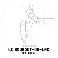 LE BOURGET-DU-LAC Val-d'Oise. Minimalistic street map with black and white lines.