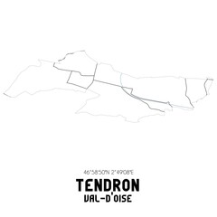 TENDRON Val-d'Oise. Minimalistic street map with black and white lines.