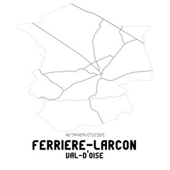 FERRIERE-LARCON Val-d'Oise. Minimalistic street map with black and white lines.