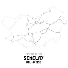 SEMELAY Val-d'Oise. Minimalistic street map with black and white lines.