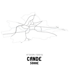 CANDE Somme. Minimalistic street map with black and white lines.