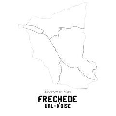 FRECHEDE Val-d'Oise. Minimalistic street map with black and white lines.