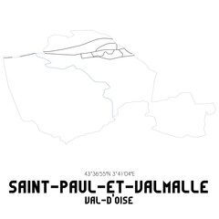 SAINT-PAUL-ET-VALMALLE Val-d'Oise. Minimalistic street map with black and white lines.