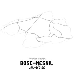 BOSC-MESNIL Val-d'Oise. Minimalistic street map with black and white lines.