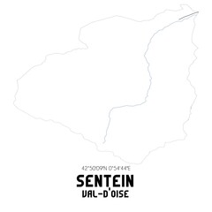 SENTEIN Val-d'Oise. Minimalistic street map with black and white lines.