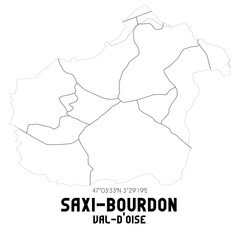 SAXI-BOURDON Val-d'Oise. Minimalistic street map with black and white lines.