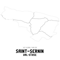SAINT-SERNIN Val-d'Oise. Minimalistic street map with black and white lines.