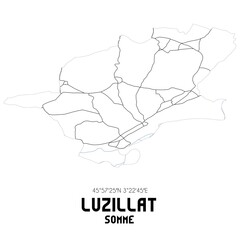 LUZILLAT Somme. Minimalistic street map with black and white lines.