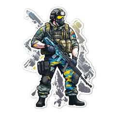 Vector Illustration of Ukrainian Army soldier