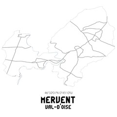 MERVENT Val-d'Oise. Minimalistic street map with black and white lines.