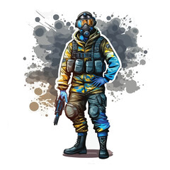 Vector Illustration of Ukrainian Army soldier