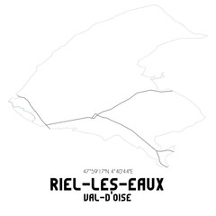 RIEL-LES-EAUX Val-d'Oise. Minimalistic street map with black and white lines.