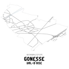 GONESSE Val-d'Oise. Minimalistic street map with black and white lines.