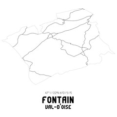 FONTAIN Val-d'Oise. Minimalistic street map with black and white lines.