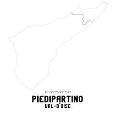 PIEDIPARTINO Val-d'Oise. Minimalistic street map with black and white lines.