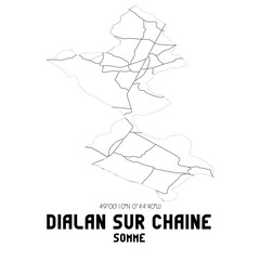 DIALAN SUR CHAINE Somme. Minimalistic street map with black and white lines.