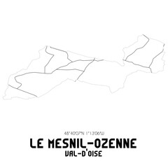 LE MESNIL-OZENNE Val-d'Oise. Minimalistic street map with black and white lines.