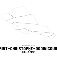 SAINT-CHRISTOPHE-DODINICOURT Val-d'Oise. Minimalistic street map with black and white lines.