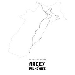 ARCEY Val-d'Oise. Minimalistic street map with black and white lines.