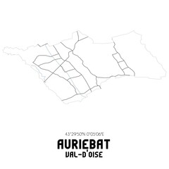 AURIEBAT Val-d'Oise. Minimalistic street map with black and white lines.