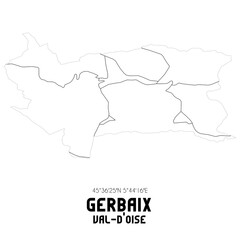 GERBAIX Val-d'Oise. Minimalistic street map with black and white lines.