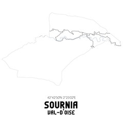 SOURNIA Val-d'Oise. Minimalistic street map with black and white lines.