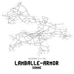 LAMBALLE-ARMOR Somme. Minimalistic street map with black and white lines.