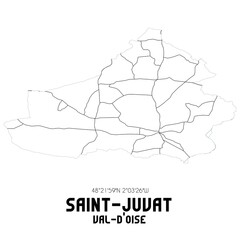 SAINT-JUVAT Val-d'Oise. Minimalistic street map with black and white lines.