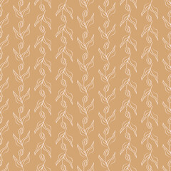 Seamless pattern with white tulips on beige background. Vector print for fabric background, textile